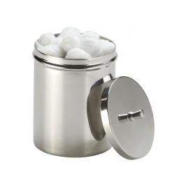 Pot à coton en acier inoxydable avec couvercle et boules de coton