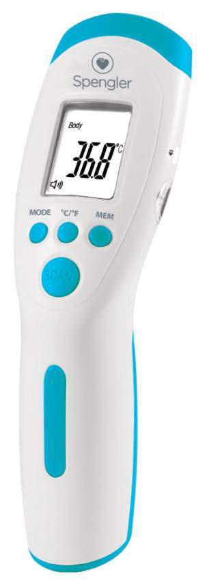 Thermomètre frontal infrarouge Spengler blanc et bleu